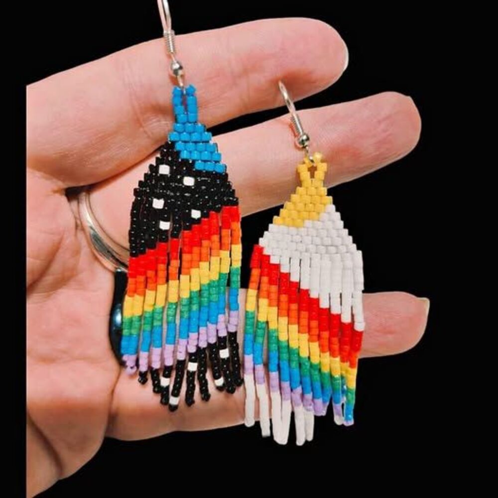Day & Night Rainbow Fringe Earrings-Posts-Gold